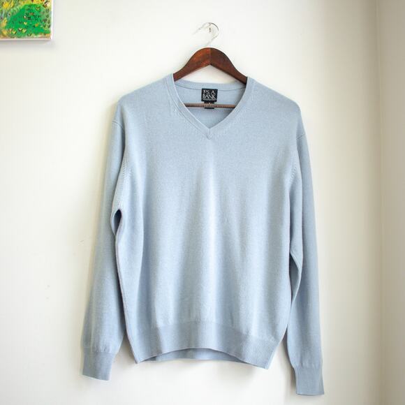 Jos. A. Bank Blue Cashmere V-Neck Sweater Size Medium - Picture 1 of 7